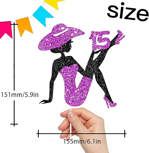 Miniatura 8 de Decoración para tartas de niña sentada para niña y dama de 10 años, maquillaje, spa, temática de fiesta, suministros de decoración de 10 siluetas,