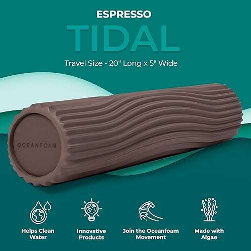 Miniatura 2 de Oceanfoam Tidal Roller - Espresso - Rodillo de espuma para masaje muscular para dolor de espalda y estiramientos, textura firme y ergonómica de onda