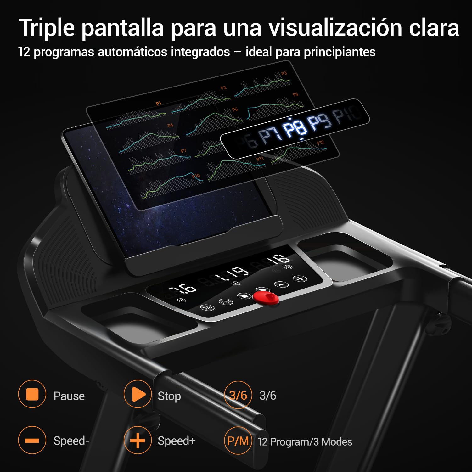 CURSOR 15% Cinta de Correr Plegable con Inclinación 12KM/H | Cinta de correr inclinable, cinta de correr doméstica con motor de 3,0 CV