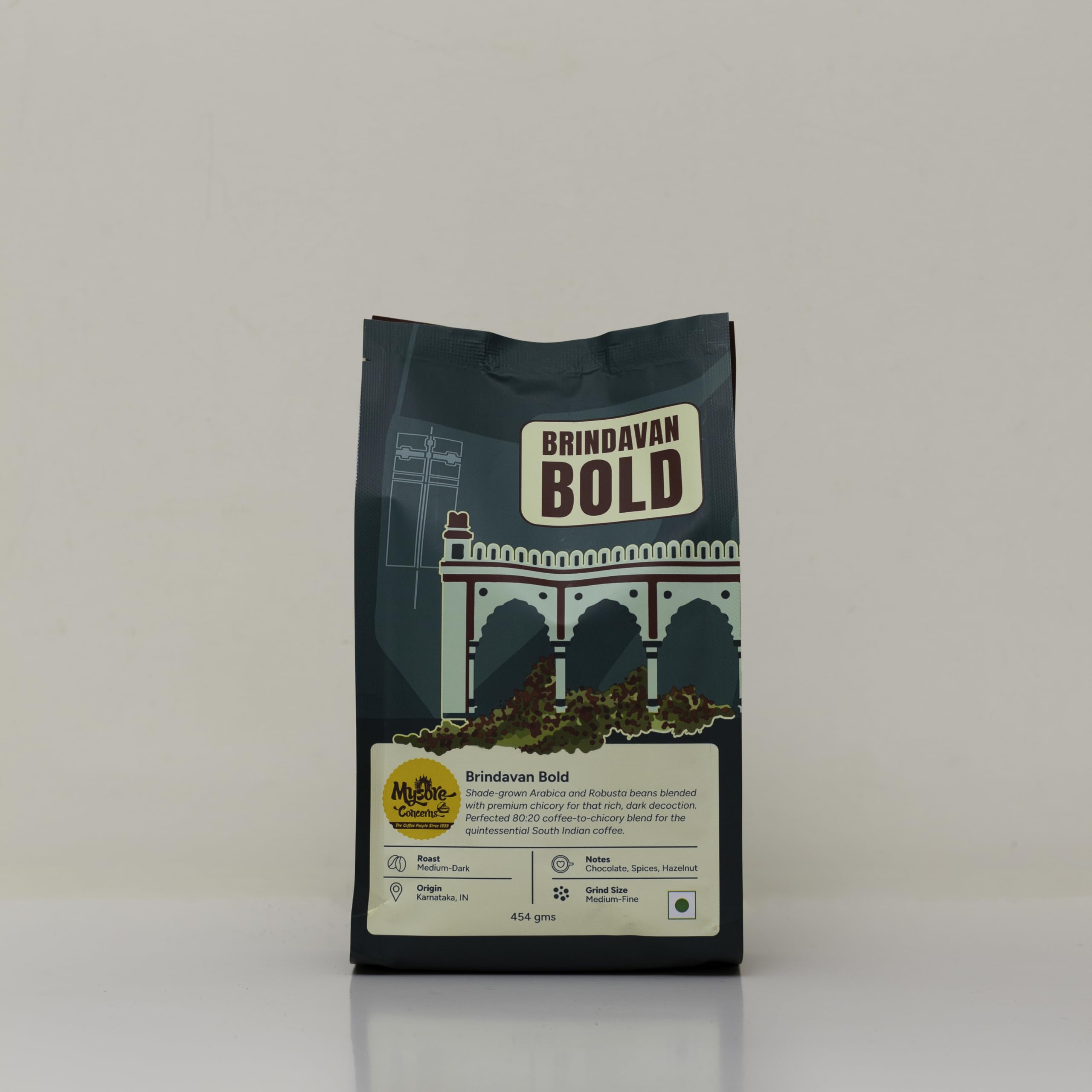 Mysore Concerns | Brindavan Bold | South Indian Filter Coffee | 80% Coffee, 20% Chicory | Freshly roasted & ground (454g/16oz)