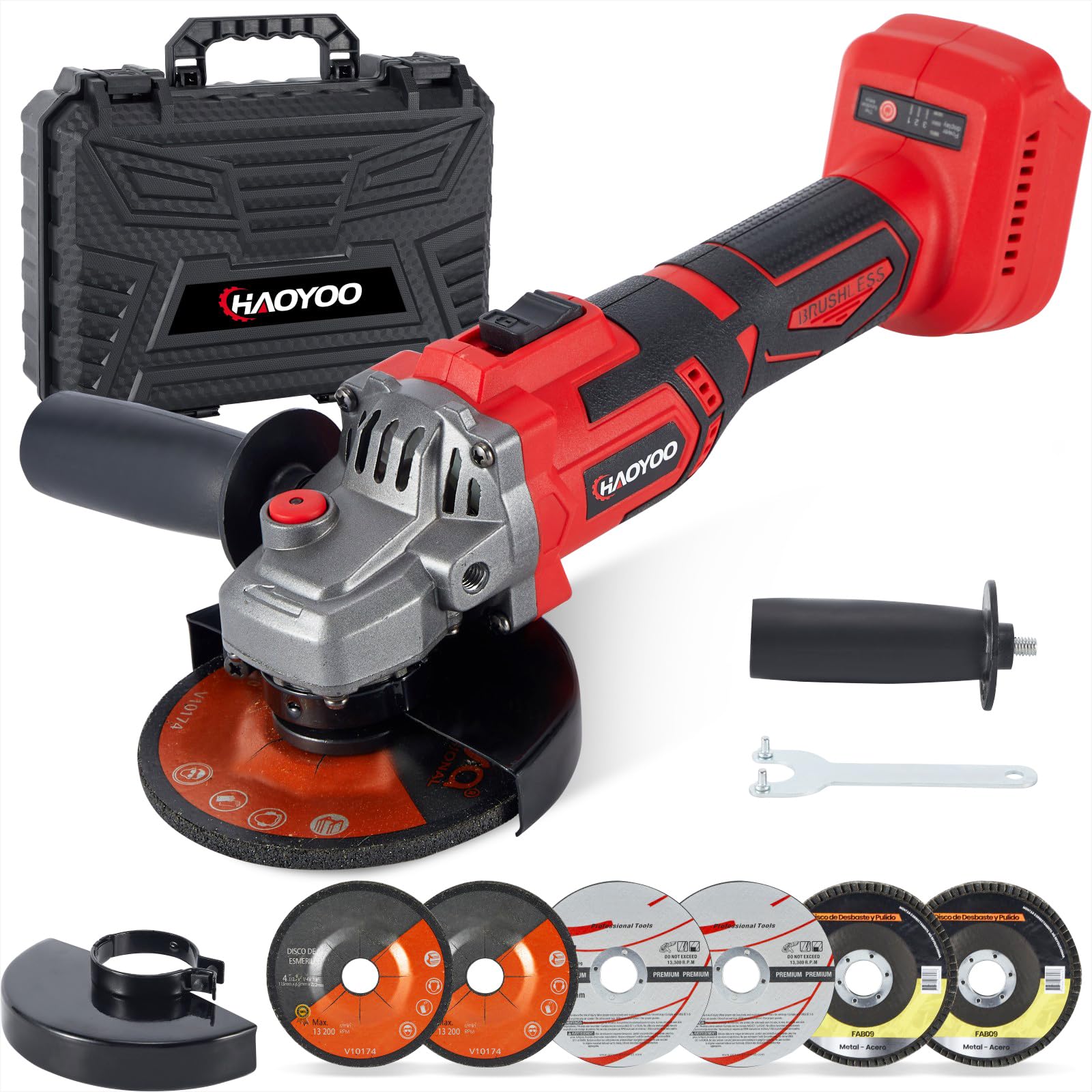 Photo 1 of HAOYOO Cordless Angle Grinder 4-1/2 inch, Compatible with Makita 18V Battery, Power Electric Angle Grinder Tool with Handle, Brushless Motor for Cutting, Grinding, Polishing?No Battery?