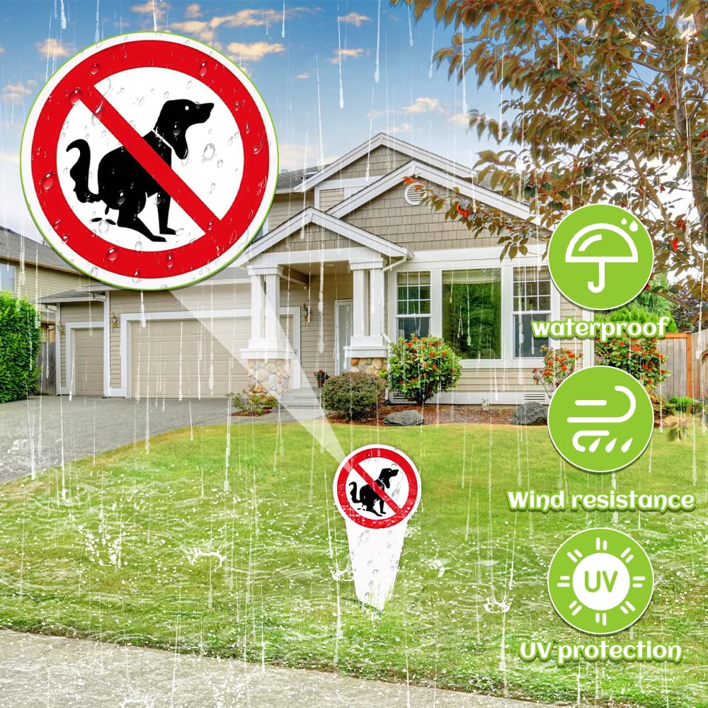 4 Piezas Cartel Prohibido Caca Perros, 30 x 15 cm Prohibido Caca Perro, Prohibido Cagadas de Perro Señal para Jardín Parque, Protección UV Resistente a La Intemperie, PVC