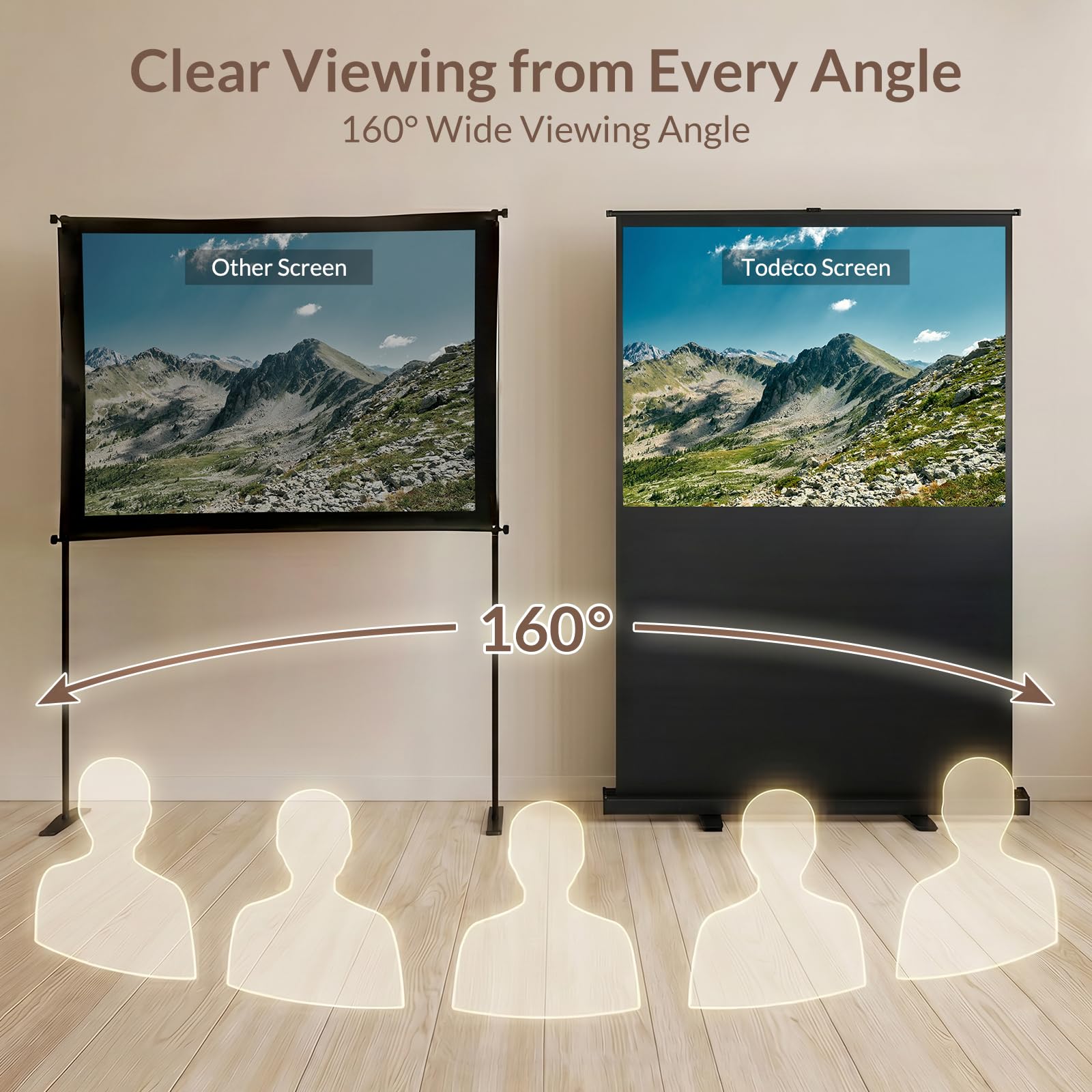 Todeco 60-calowy ekran projekcyjny, wysuwany ekran, czarny | Format 4:3, 16:9, kompatybilny z Full HD, 4K, 3D, regulowana wysokość, przenośny, bez instalacji, domu, biura