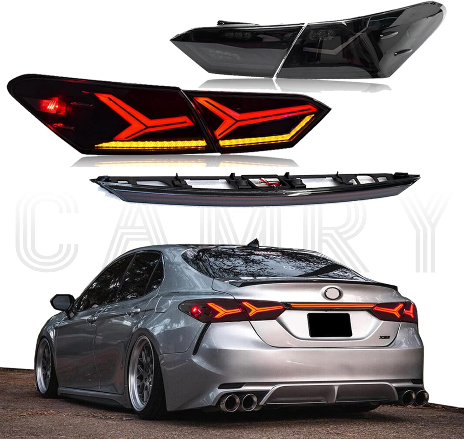 T T-ABC Mods Tail Lights for Toyota Camry 8th Gen 2018-2024 Full LED Rear Lamp Taillight Assembly (Lambor-style)