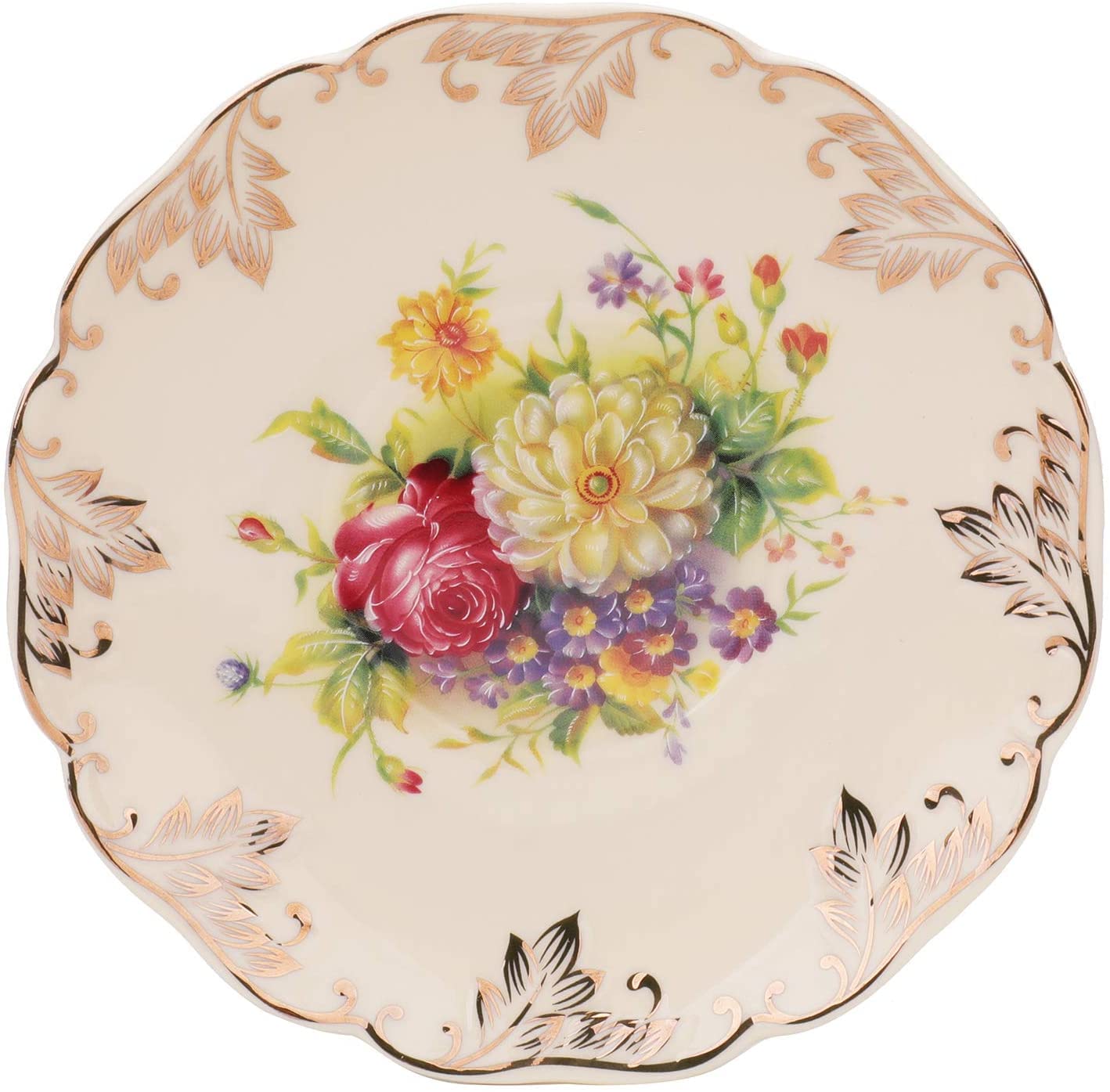 Vintage Rose Retro Porcelana kostna Herbata Kawa Herbata Filiżanki i Spodki z łyżkami i uchwytem na kubek Kwiatowe filiżanki do kawy dla 2 osób