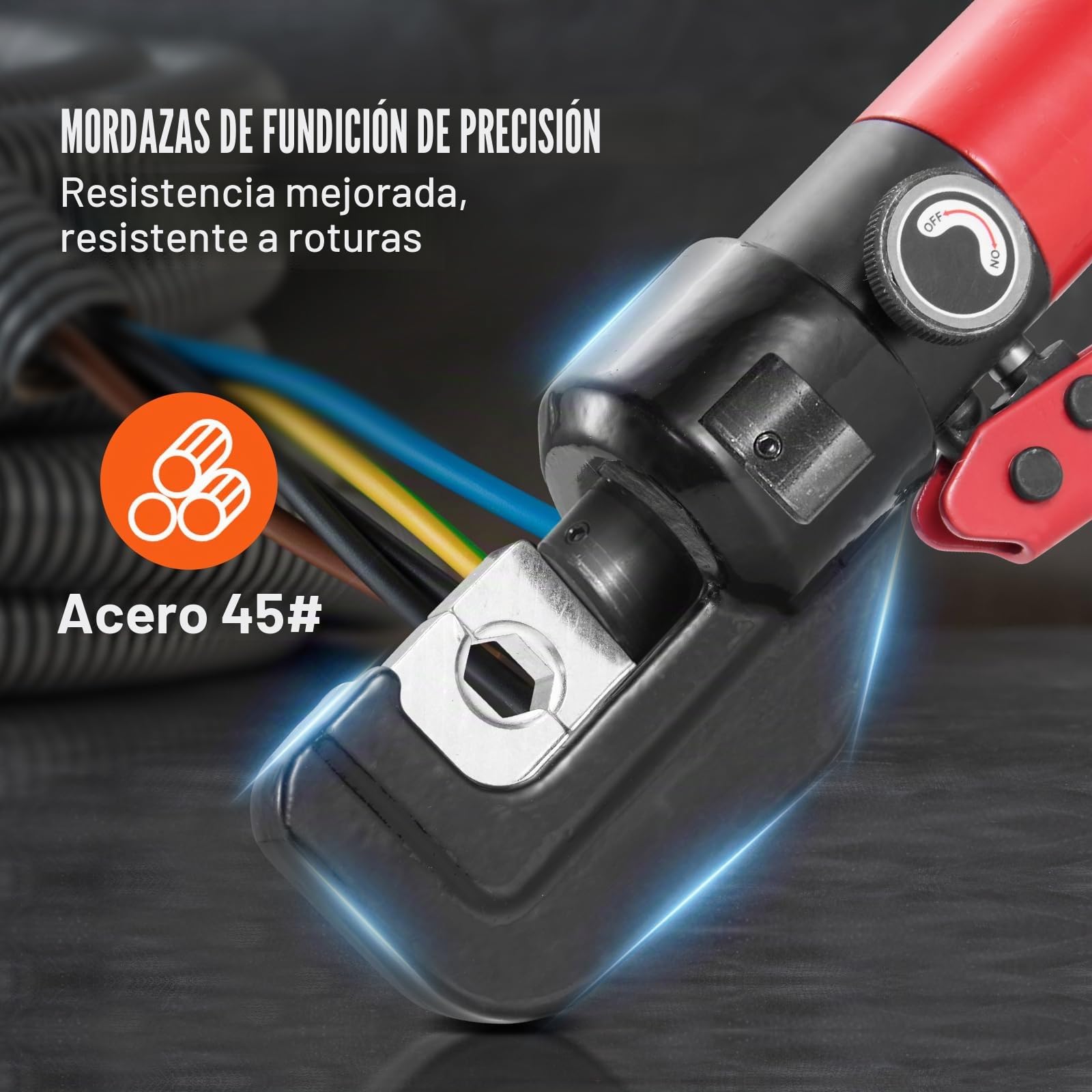 VEVOR Alicates de Corte 4-70 mm² Herramienta de Corte Hidráulico Aluminio y Cobre Cable de Batería AWG12-2/0 con Cortador de Cable Par de Guantes 50 Conectores Anillo de Cobre para Electricistas