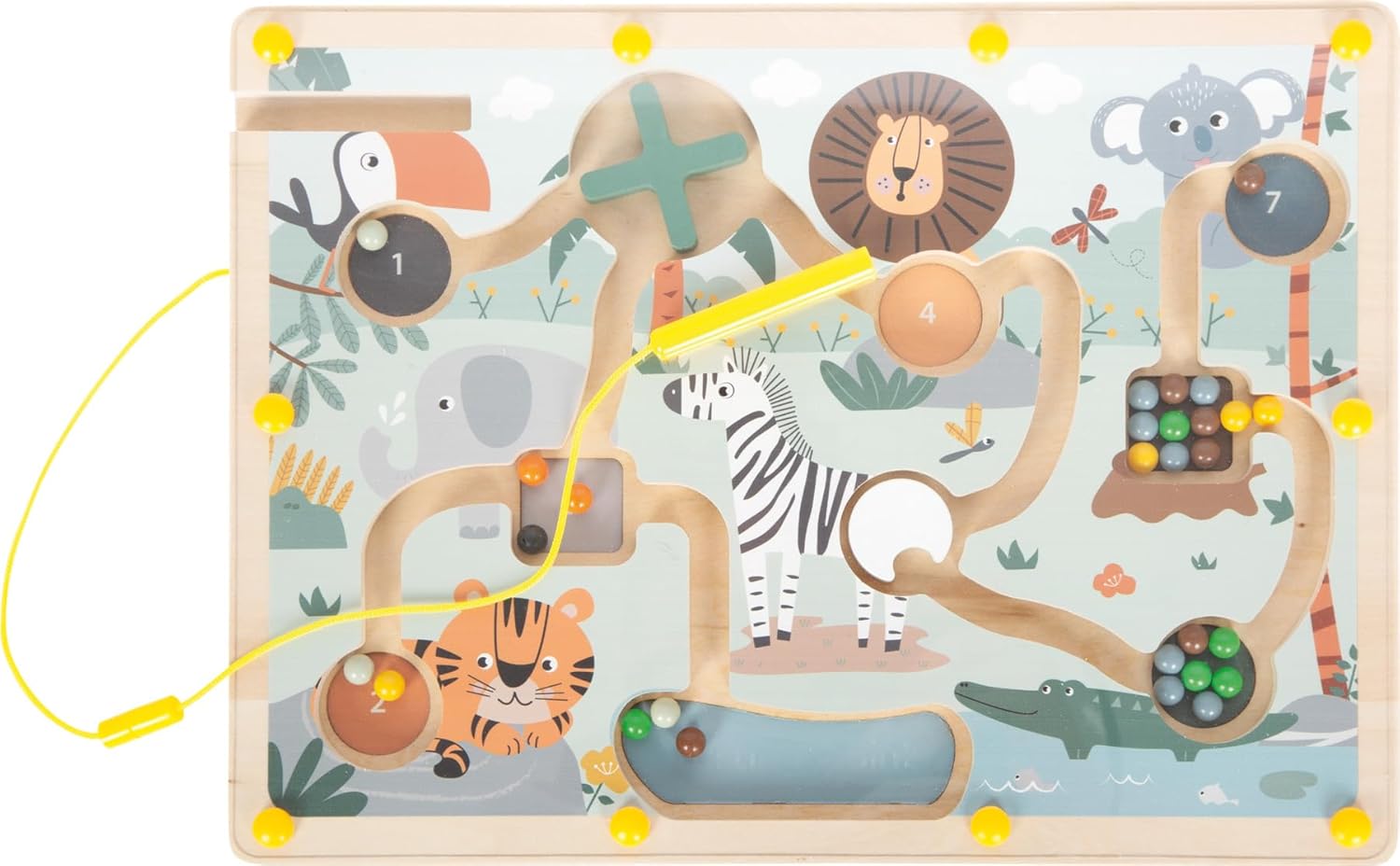 small Foot Magnetic Labyrinth "Safari", Skill Game Made of FSC 100% Certified Wood, for Children from 2 Years, 12732
