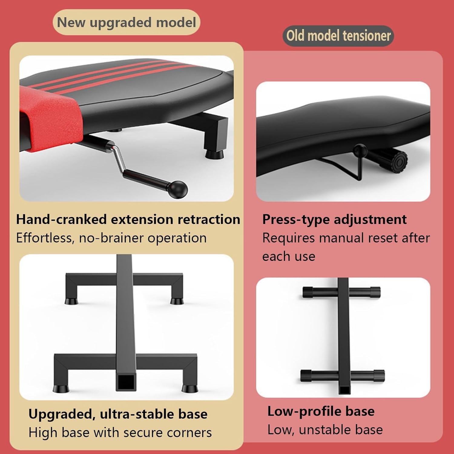 Adjustable Inversion Table for Back Neck Pain Relief, Foldable Cervical Traction Lumbar Support, 150kg Load Capacity