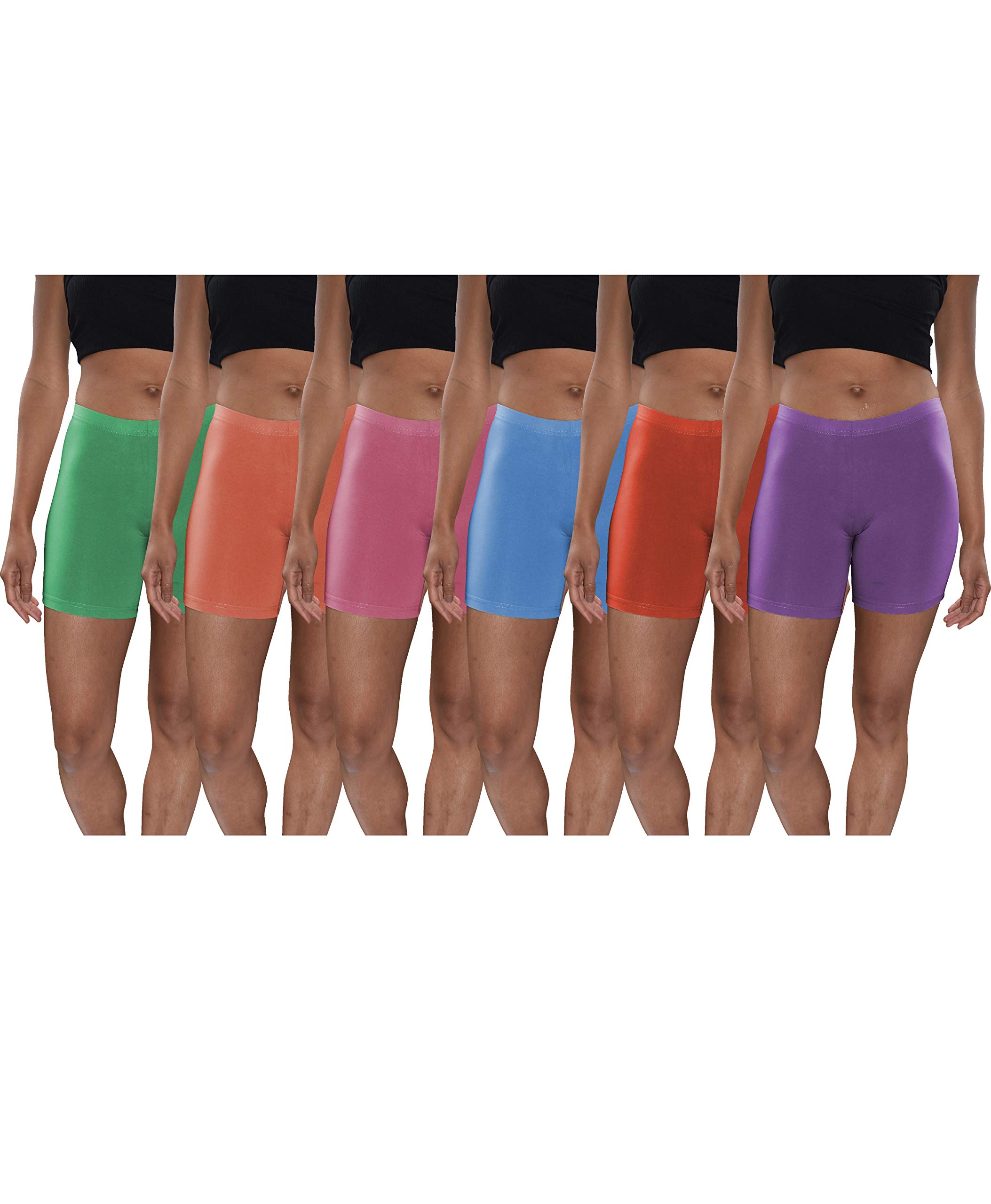 Sexy BasicsWomens 6 Pack Ultra Soft Mini -Bike Short | Workout Trunk Spandex Stretch Boxer