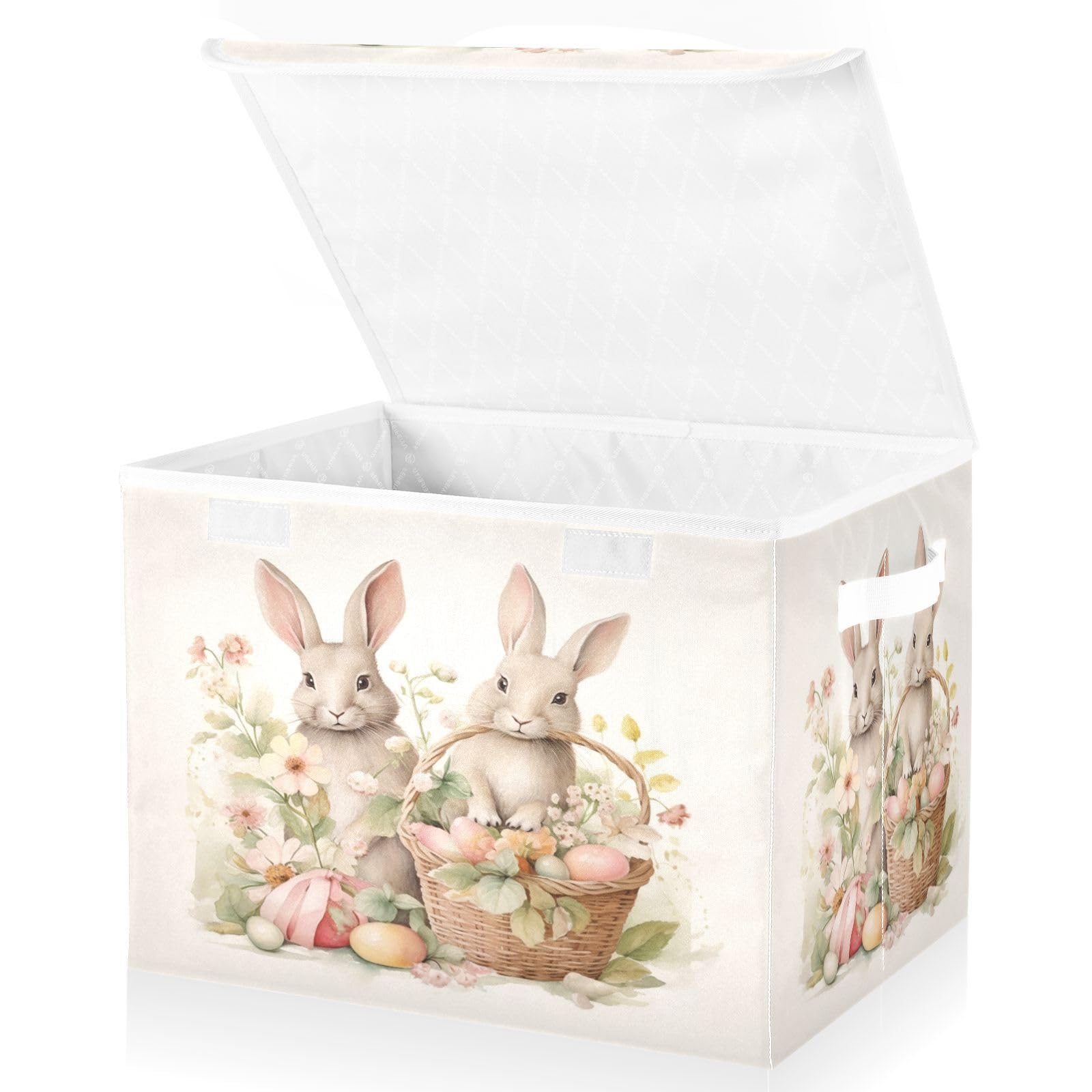 Mnsruu Easter Baskets Collapsible Storage Bins with Lids, Easter Bunny Rabbit Storage Boxes Clothes Baskets for Organizing — image 1