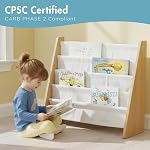 Humble Crew Kids Book Rack Storage Bookshelf with Deep Sleeves, Universal, Natural/White