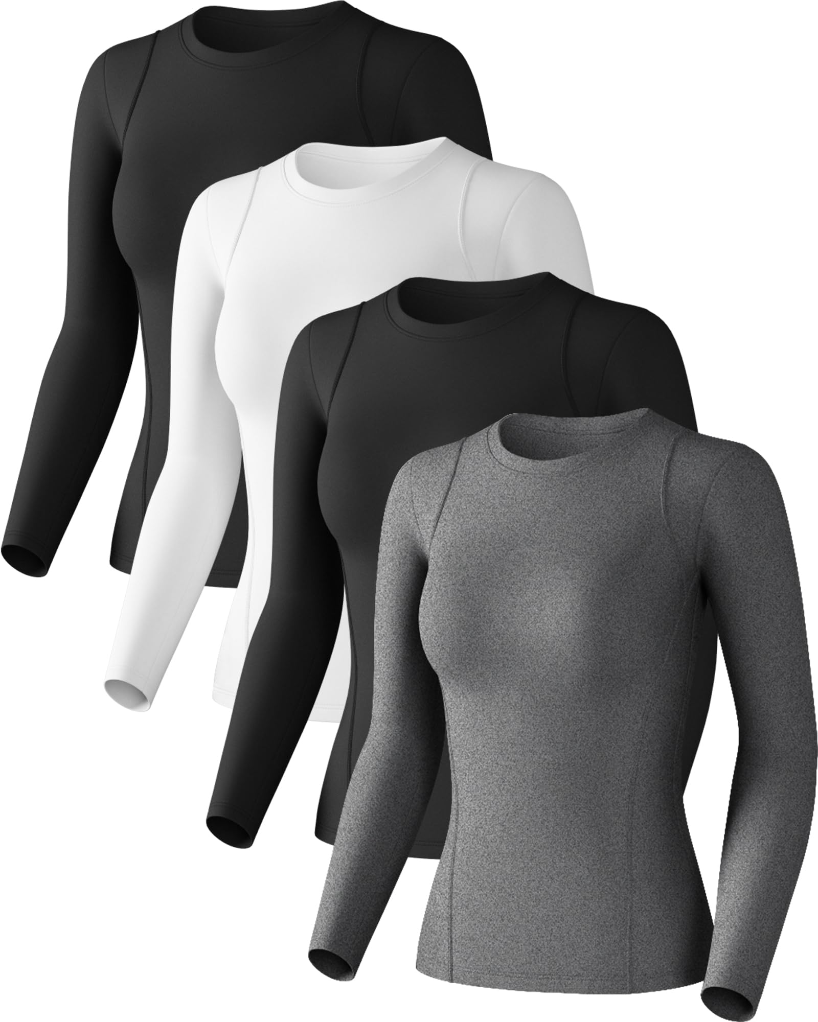 Women's Compression Shirts Long Sleeve Athletic Workout Tops Cool Dry Underscrubs Sun Protection for Gym Yoga Running