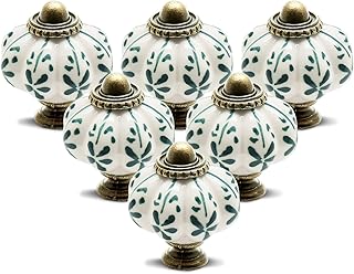 12pcs Ivory Pumpkin Knobs, Vintage Ceramic Cabinet Knobs, Dresser Drawer...