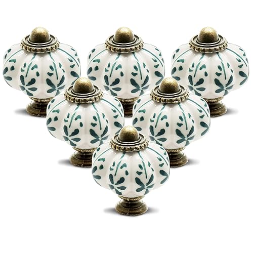 12pcs Ivory Pumpkin Knobs, Vintage Ceramic Cabinet Knobs, Dresser Drawer