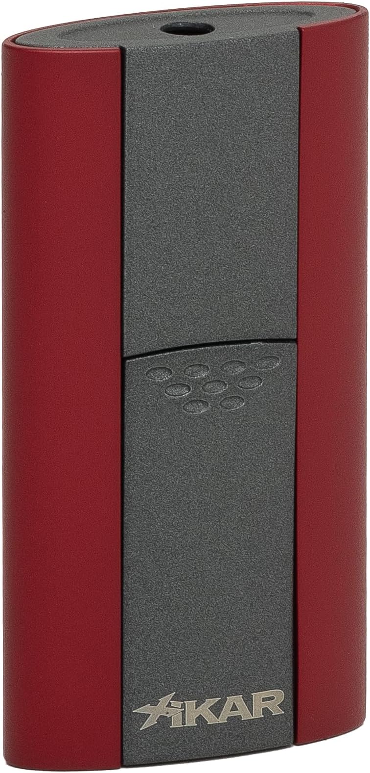 XIKAR Flash Single Jet Flame Lighter - Wind Resistant, Slim & Sleek Design, Brushed Finish - Perfect for Cigars, Campfires and Outdoor Use - Durable Body Style - Single Thumb Push Ignition - Red