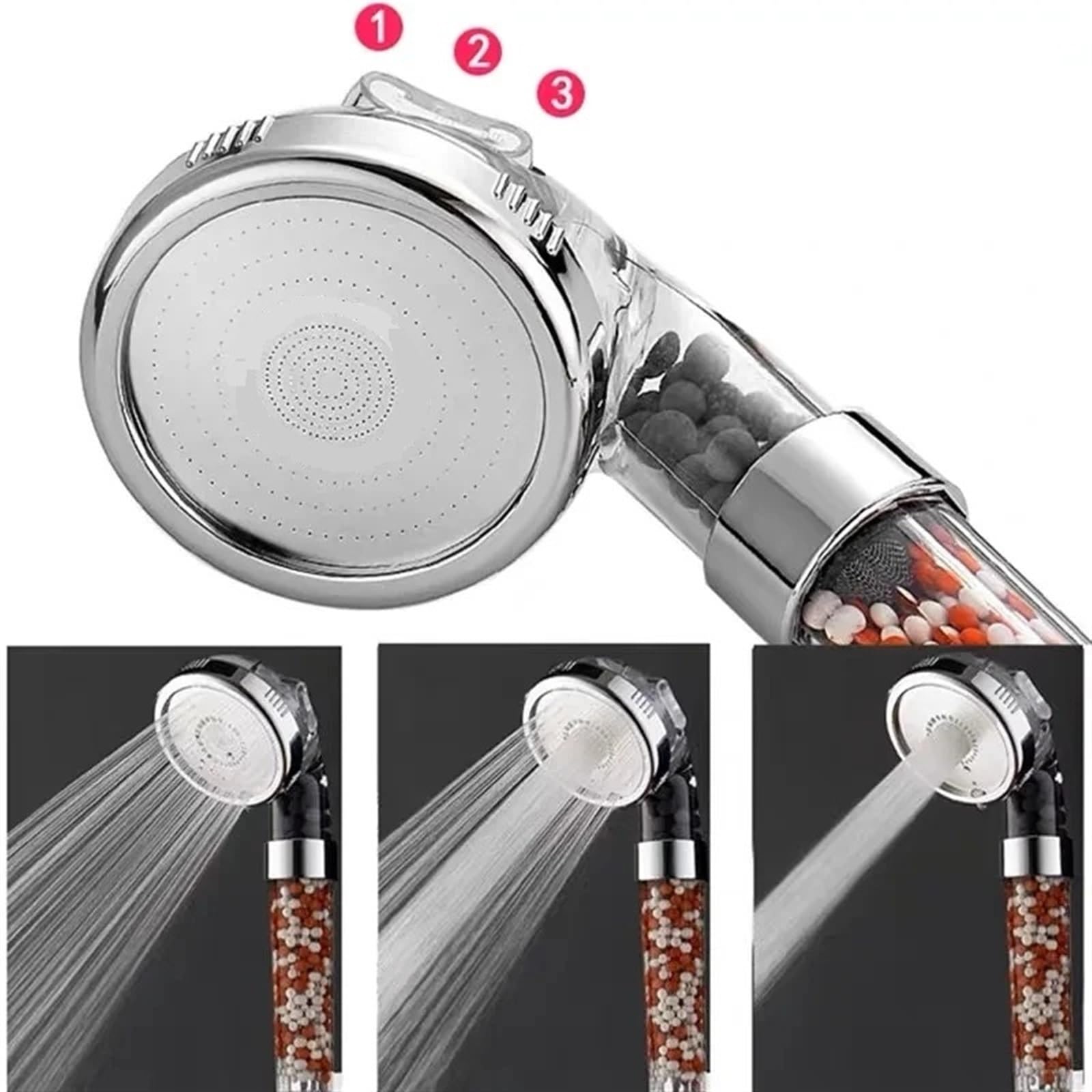 Cabezal de Ducha Cabezal de Ducha 3 Funciones SPA de Alta presión Ahorro de Agua Lluvia de Mano Accesorios de baño Filtro Ducha(Shower Head B)