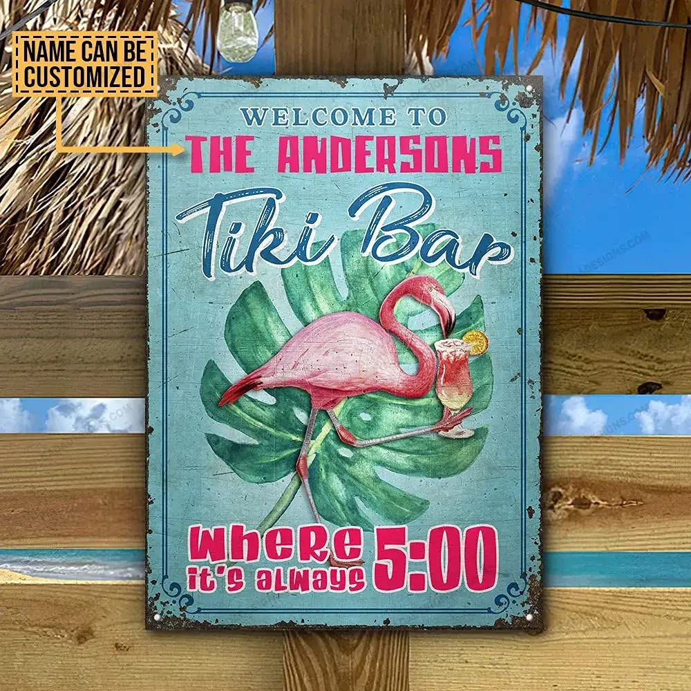 Buy PERSONALIZED Flamingo Tiki Always 5 Tiki Bar Wide Unframed