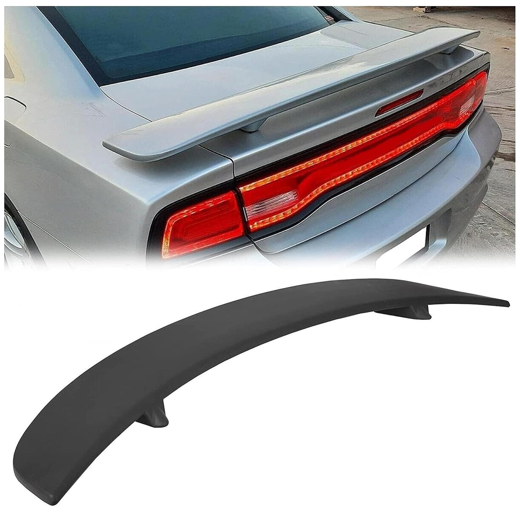 Kojem Black Rear Trunk Spoiler Wing Compatible with 2011-2023 Dodge Charger 4DR Sedan Factory Style