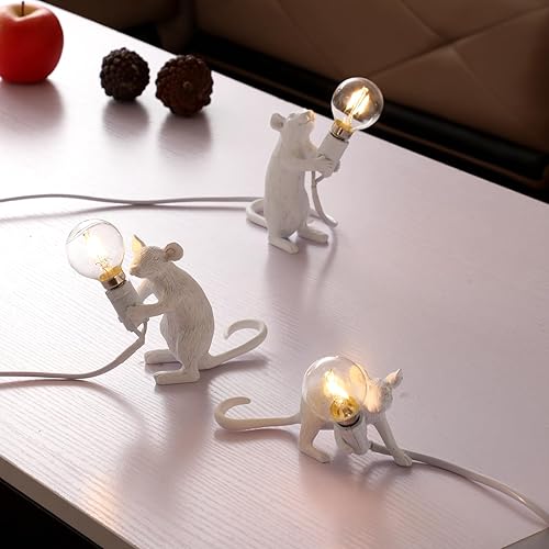 Miniatura 4 de Moderna lámpara de ratón de resina, luces de mesa, lámparas de escritorio creativas, decoración de regalo de mesita de noche, dormitorio LED, sala