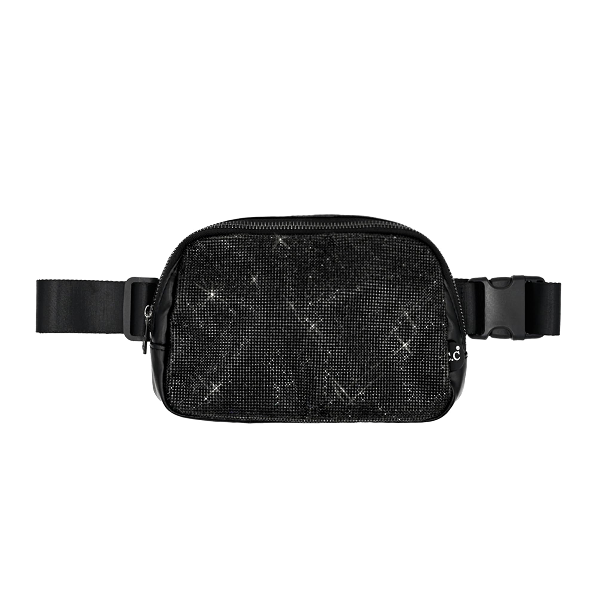 C.C Rhinestone Fanny Pack – Sparkly Waist Bag for Women, Crossbody Belt Bag with Adjustable Strap (Rhinestone - Black)