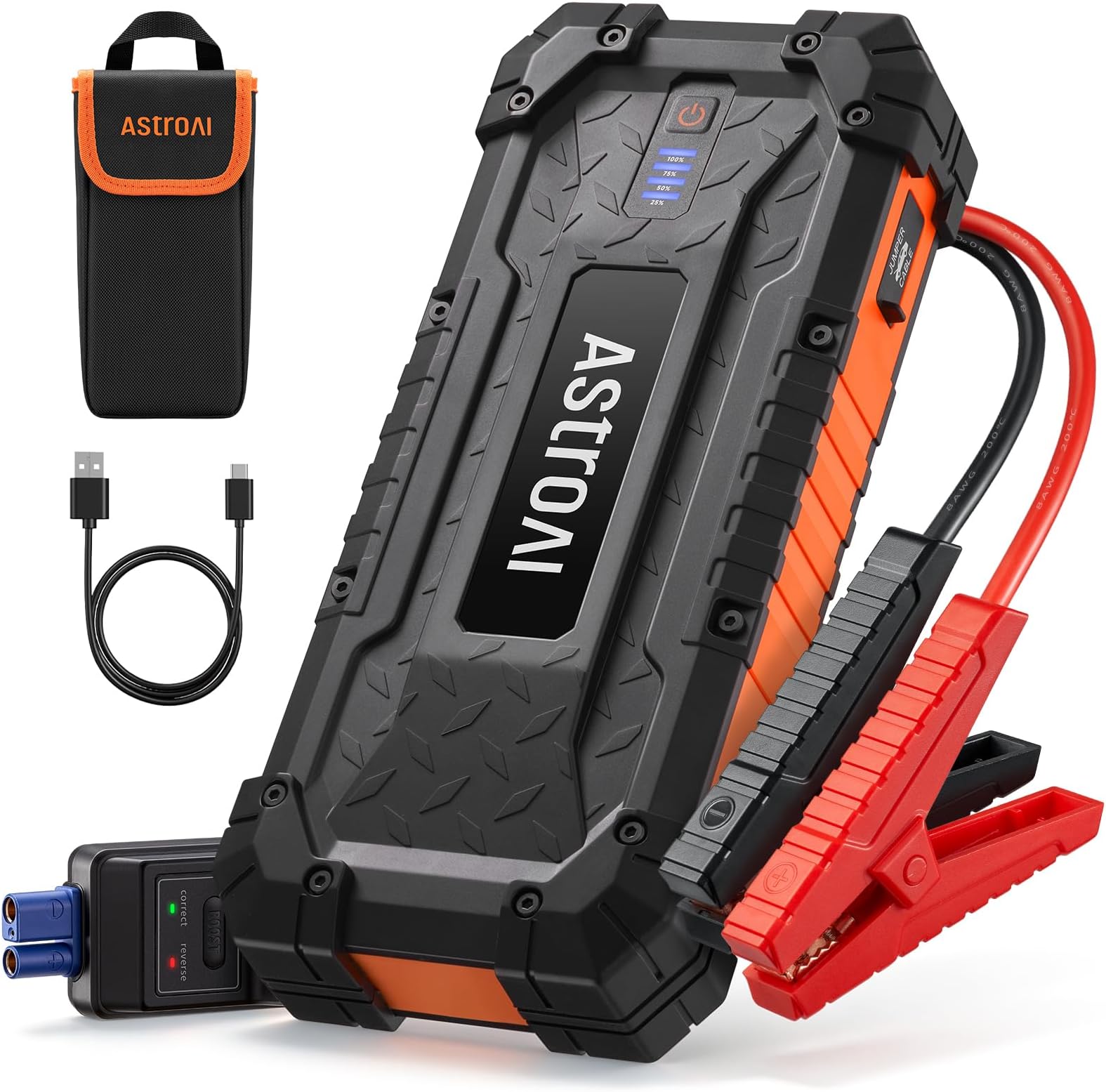 AstroAI S8 Ultra Jump Starter Battery Pack, 4000A Battery Jump Starter with Wall Charger for Up to 10.0L Gas & 8.0L Diesel Engines, 12V Portable Jump Box with 3 Modes Flashlight and Jumper Cable