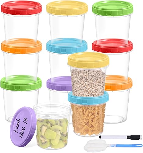 Miniatura 13 de Recipientes pequeños de plástico de 4 onzas con tapas, paquete de 6 recipientes pequeños apilables para congelador, recipientes reutilizables de 1/2