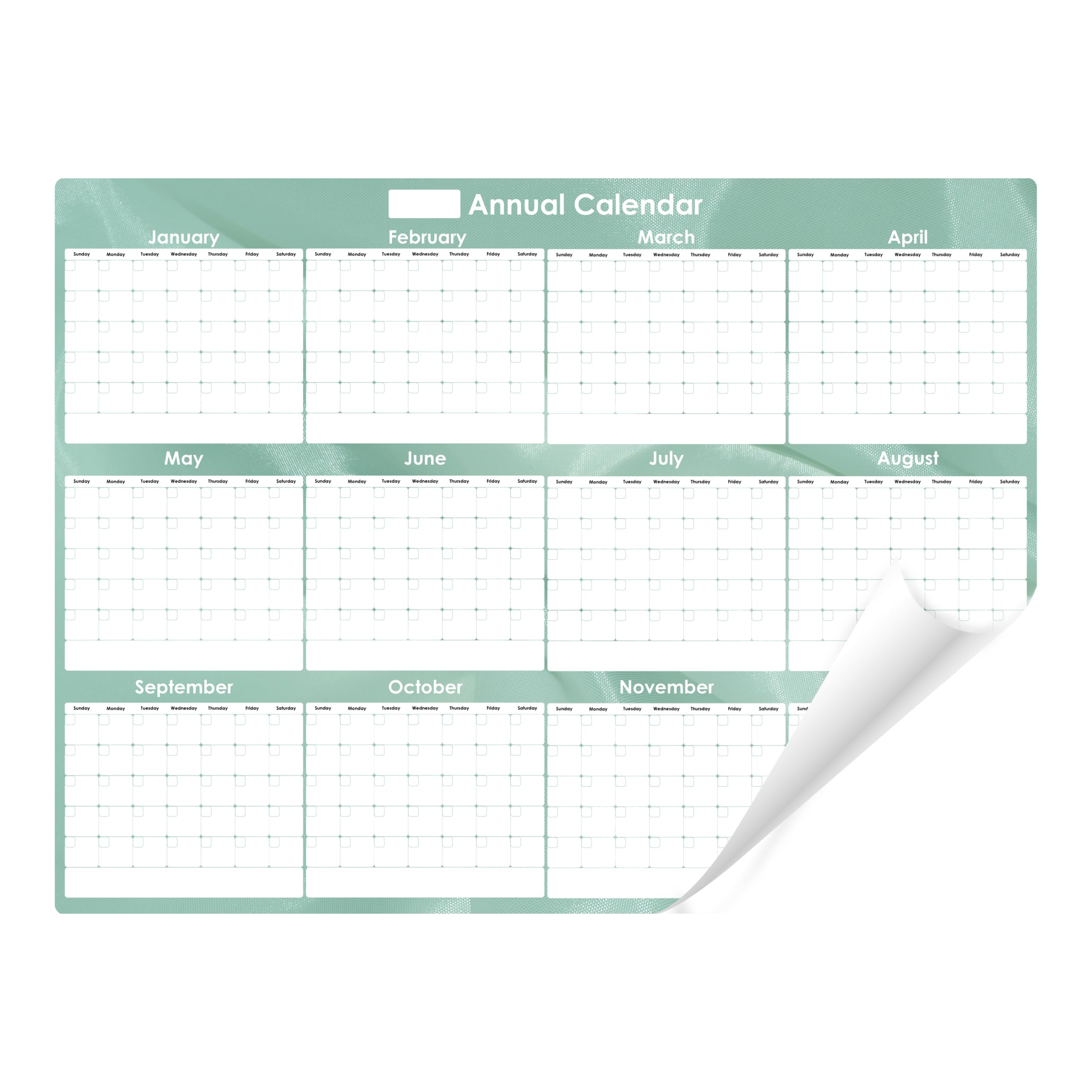 Everase Re-Stic Dry Erase Self-Adhesive Peel & Stick Annual Calendar (36 x 48 in.) – Premium Removable Whiteboard Film, Marker & Cloth Included, Organizer for Walls, Doors, Desks, Refrigerators, No Residue, Easy Install