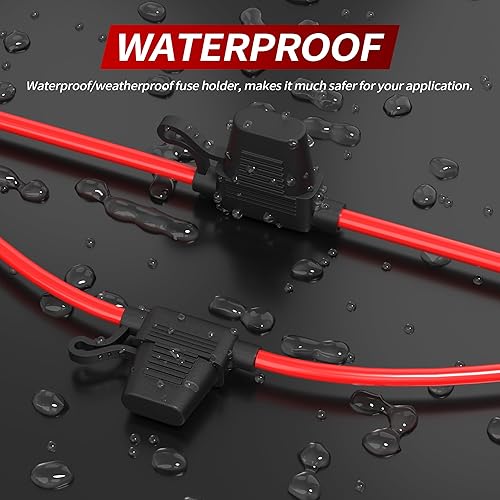 Miniatura 6 de DaierTek Portafusibles en línea de calibre 12 de 12 V, ATOATC, portafusibles en línea, 12 voltios, impermeable, con fusible de hoja media de 30