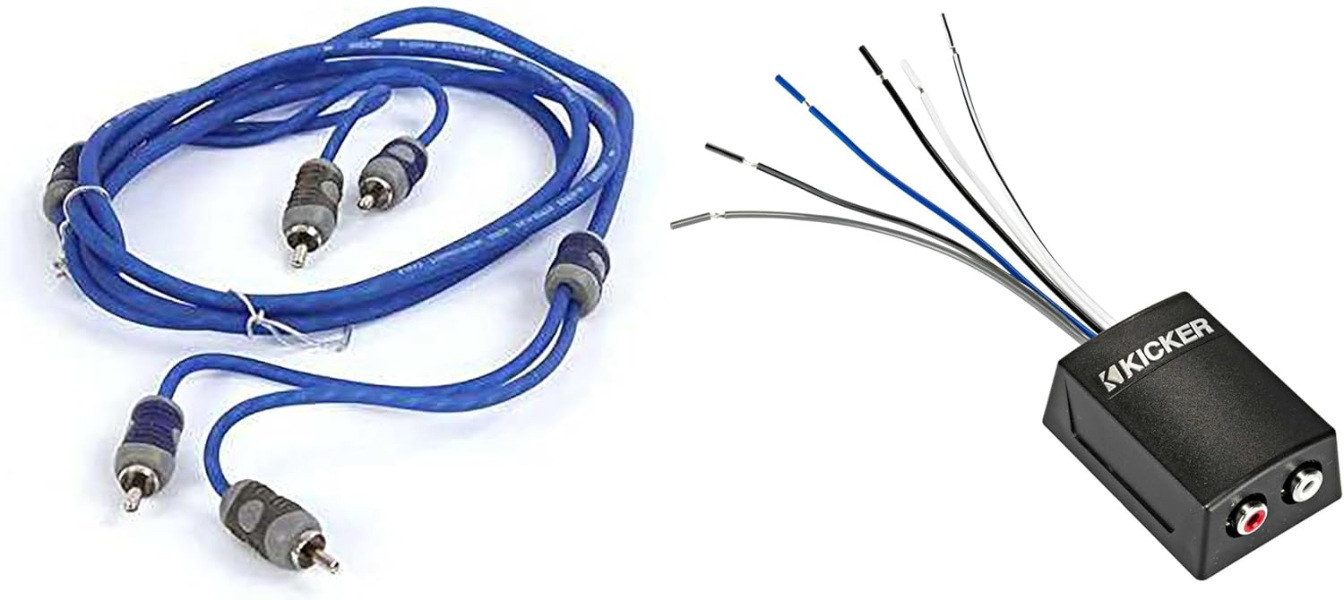Kicker 46KISLOC2 K-Series Stereo Line-Output Converter w/Remote Turn-On Output & 46KI22 2 Meter 2-Channel Signal Cable