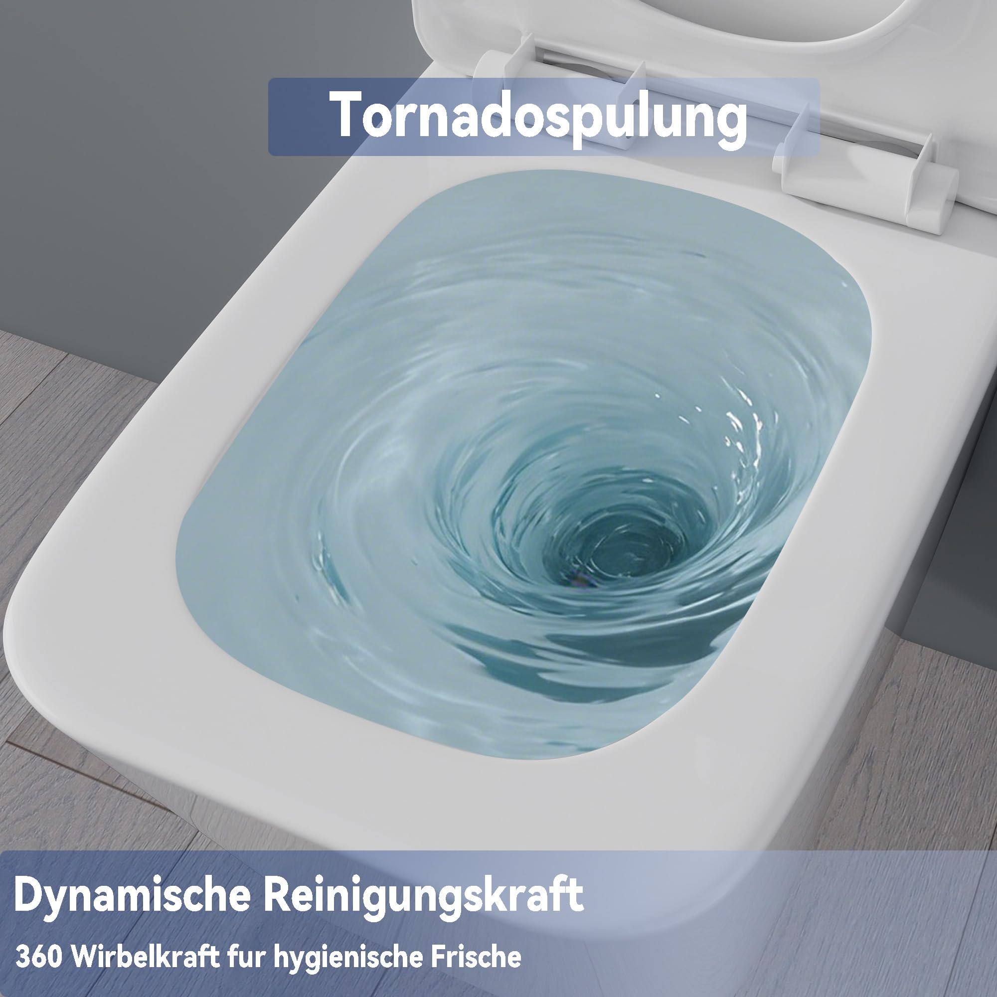 Yishang WC sospeso a parete, senza bordo, scarico monoforo a 360°, tecnologia a sifone, sedile a chiusura delicata, 52 cm, ceramica bianca, per camera degli ospiti e bagno
