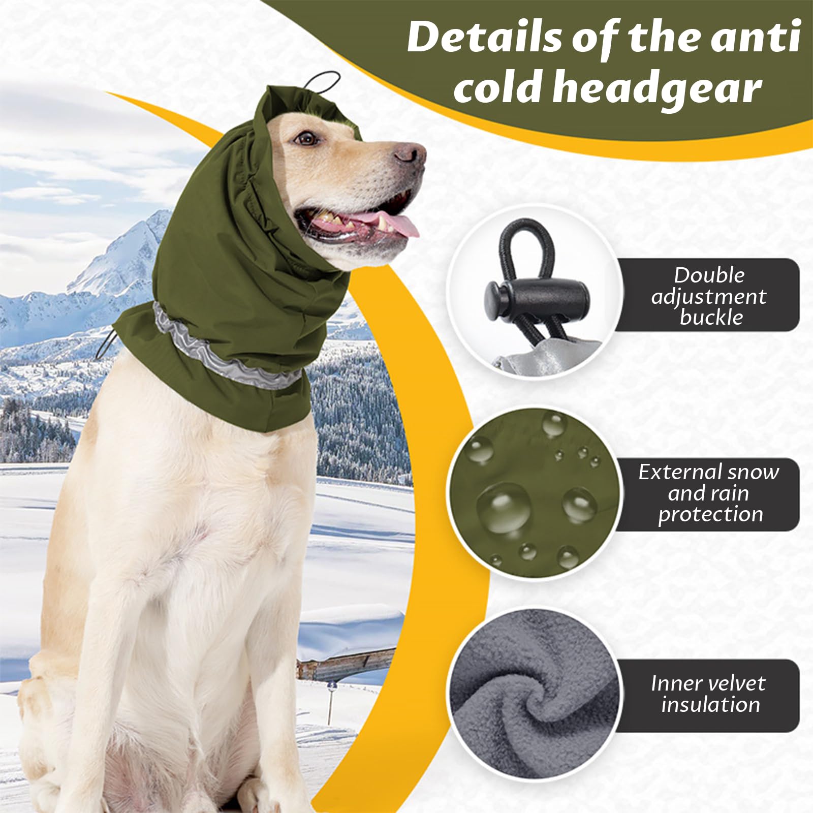 Dog Snood for Neck and ear Warmer Dog Ear Cover, Snood for Soothing Winter Warmth Noise Protection, Calming Hood - Image 3