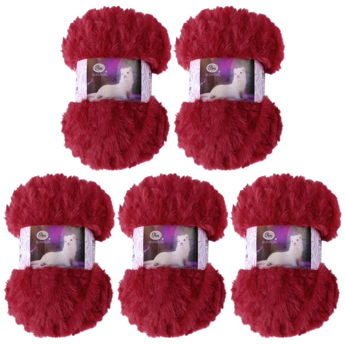 5 Pack of Soild Wool Fur Fluffy Plush Thick Knitting Yarn Supper Soft Fur Crochet Yarn for DIY Knitting Scarf Coat Gloves Hat Rugs Clothes Knitting Projects 250g