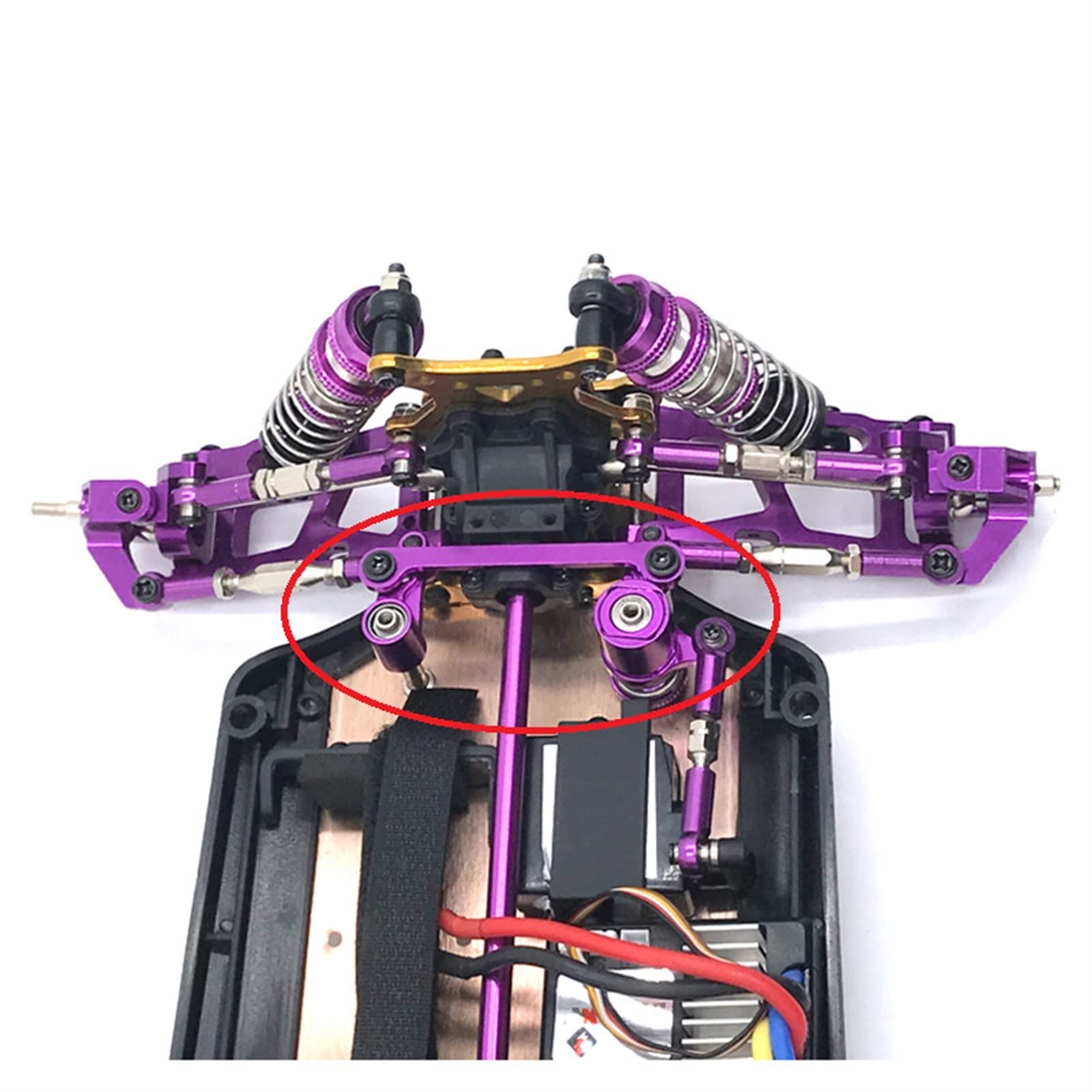 Ulepszony metalowy zestaw elementów układu kierowniczego 1/12, dla WLtoys, części zamienne do samochodów RC 4WD 124018 124019-1268 niebieski Zdalny amortyzator samochodowy(1268 Metal Blue)