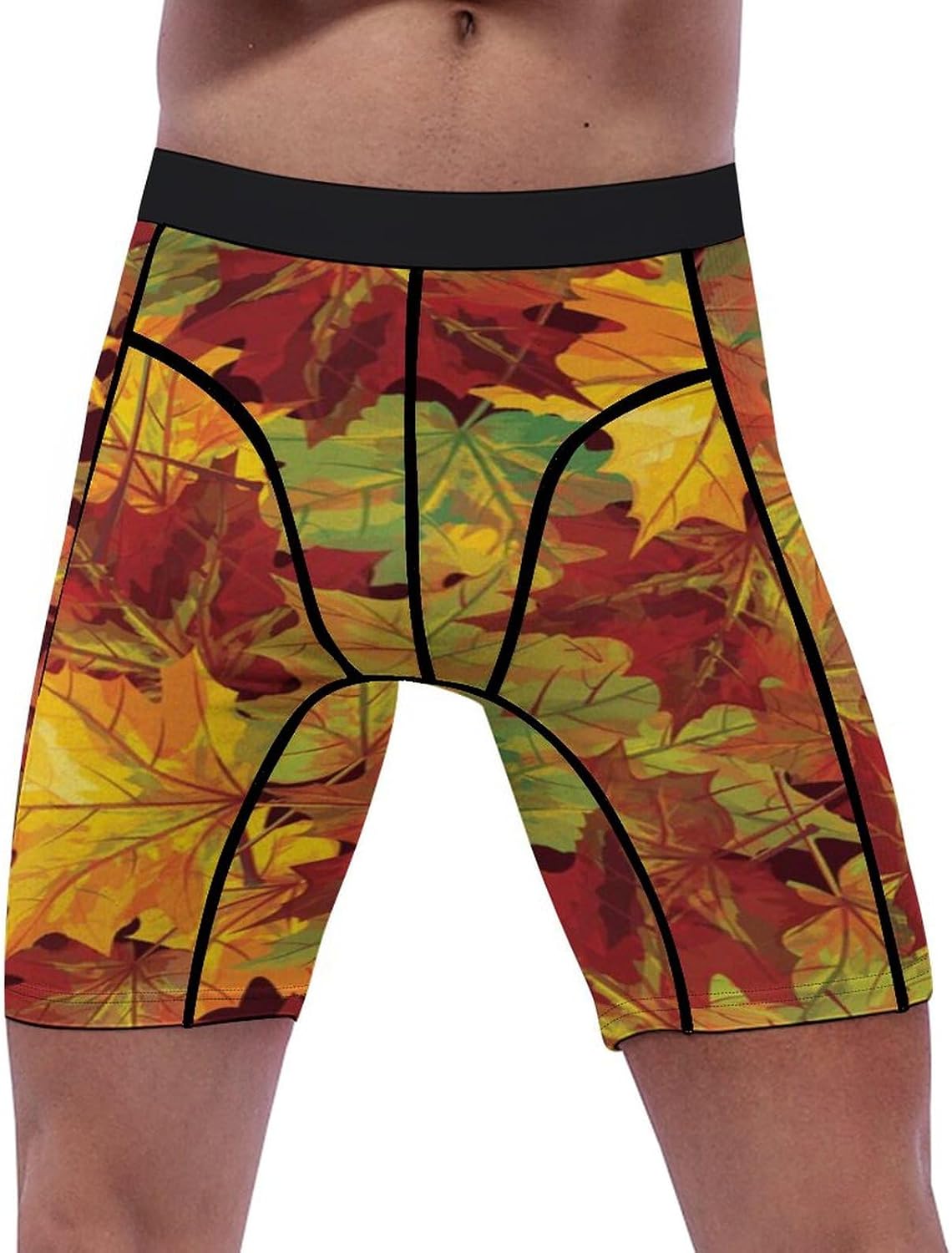 Autumn Leaves Compression Shorts Men Spandex Sport Shorts Workout Performance Baselayer Underwear