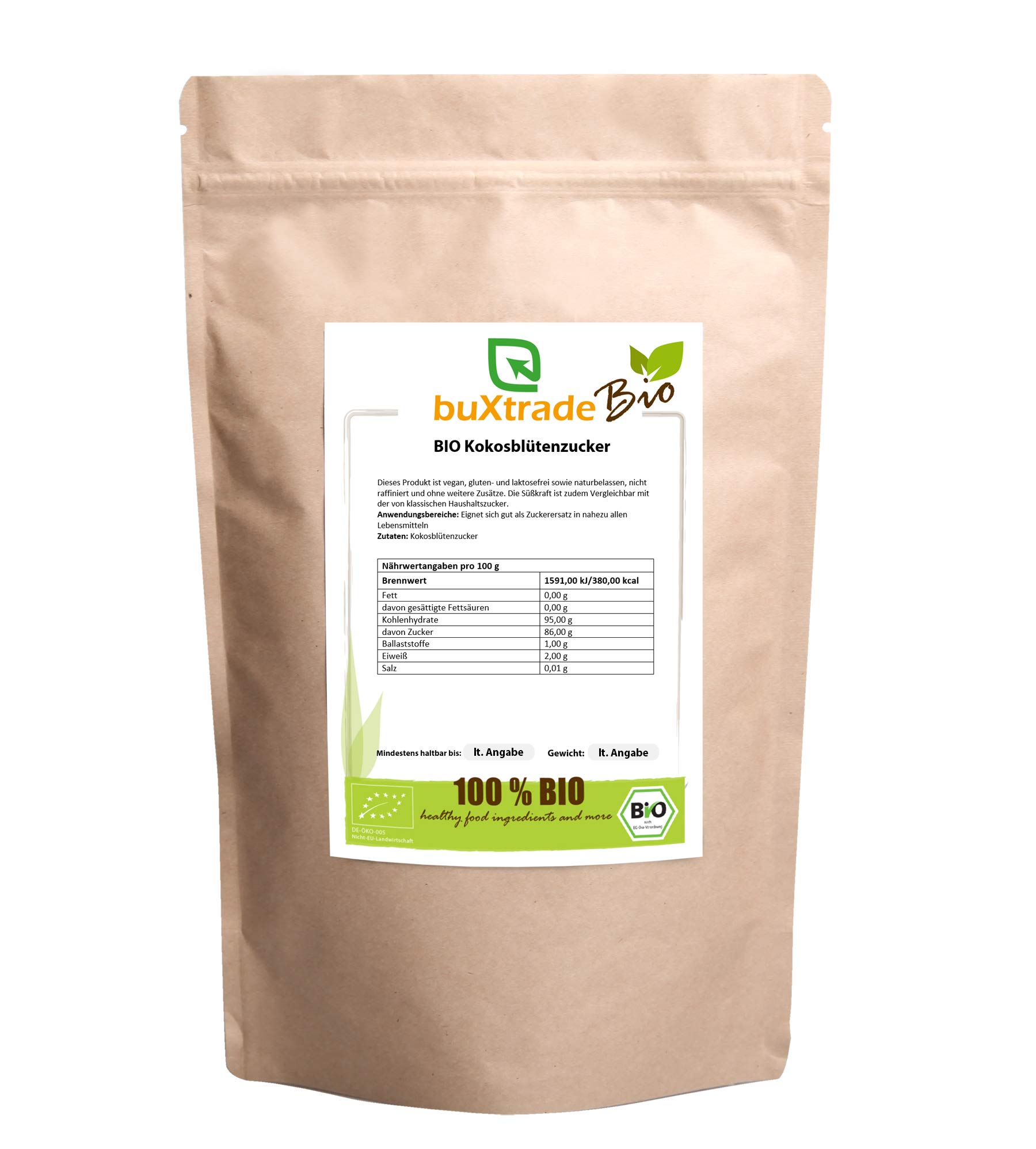 10 x 1 kg BIO Kokosblütenzucker | Kokos | Süßen | Zimt | Karamel | goldfarbener Zucker 10 kg