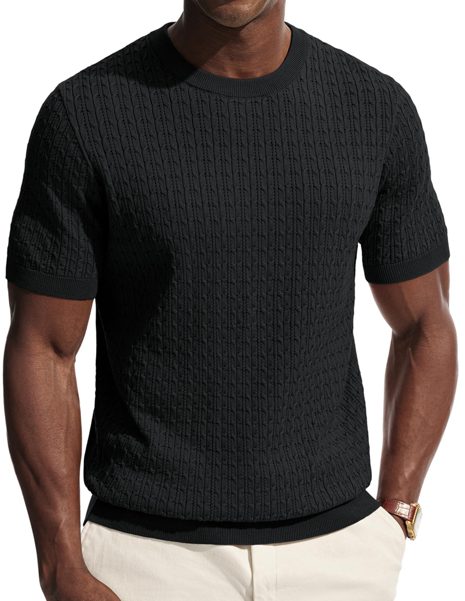 PJ PAUL JONES T Shirt Herren Kurzarm Casual Sommer Strick Tshirt mit Rundhals