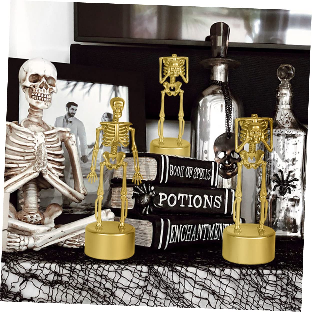 4 Piezas Trofeo De Soporte De Calavera Trofeos De Halloween Premios De Halloween Suministros para La Fiesta De Halloween Esqueletos Humanos El Plastico Accesorios Escritorio