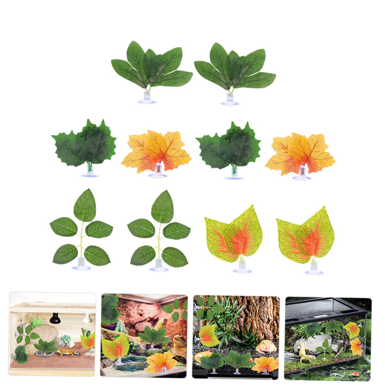 Happyyami 5 Juegos Plantas Artificiales para Reptiles Plantas para Acuarios Camaleones Terrarios Plantas para Peceras Plantas Artificiales Adornos De 10 Uds * 5