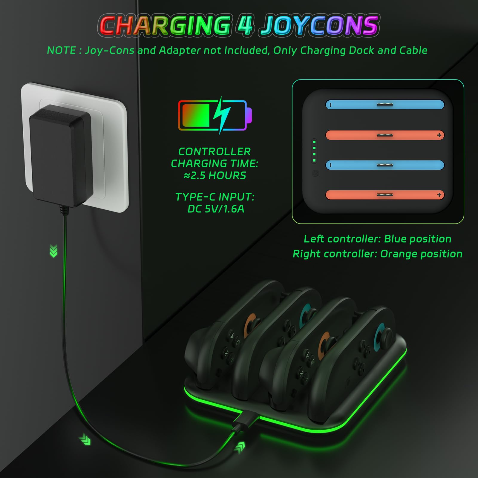 Amazon | JOYTORN Switch 2 コントローラー充電ドック 4-in-1 急速充電