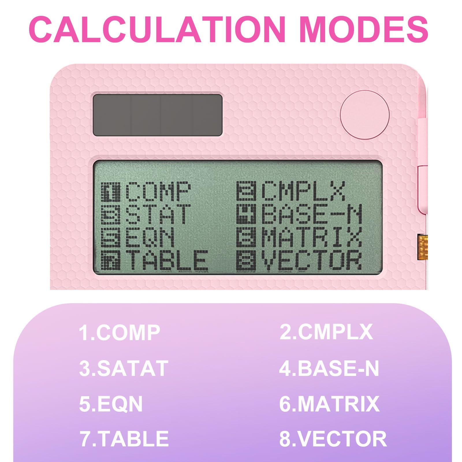 Calculatrice scientifique solaire 417 fonctions avec horloge, calculatrice mathématique, fournitures scolaires pour étudiants du collège et du lycée (rose)
