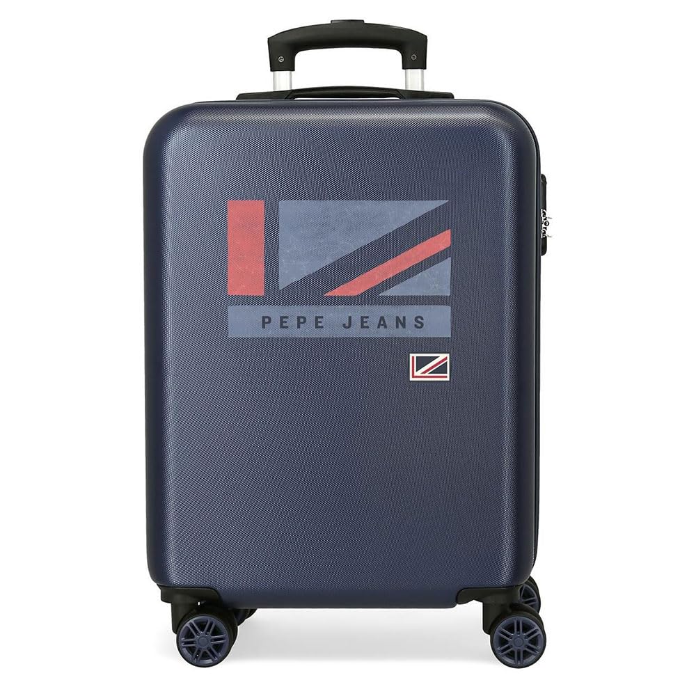 Pepe Jeans Aidan Kabinentrolley, blau, 38 x 55 x 20 cm, Hartplastik, seitlicher Kombinationsverschluss, 34, 2,74 kg, 4 Räder, Handgepäck