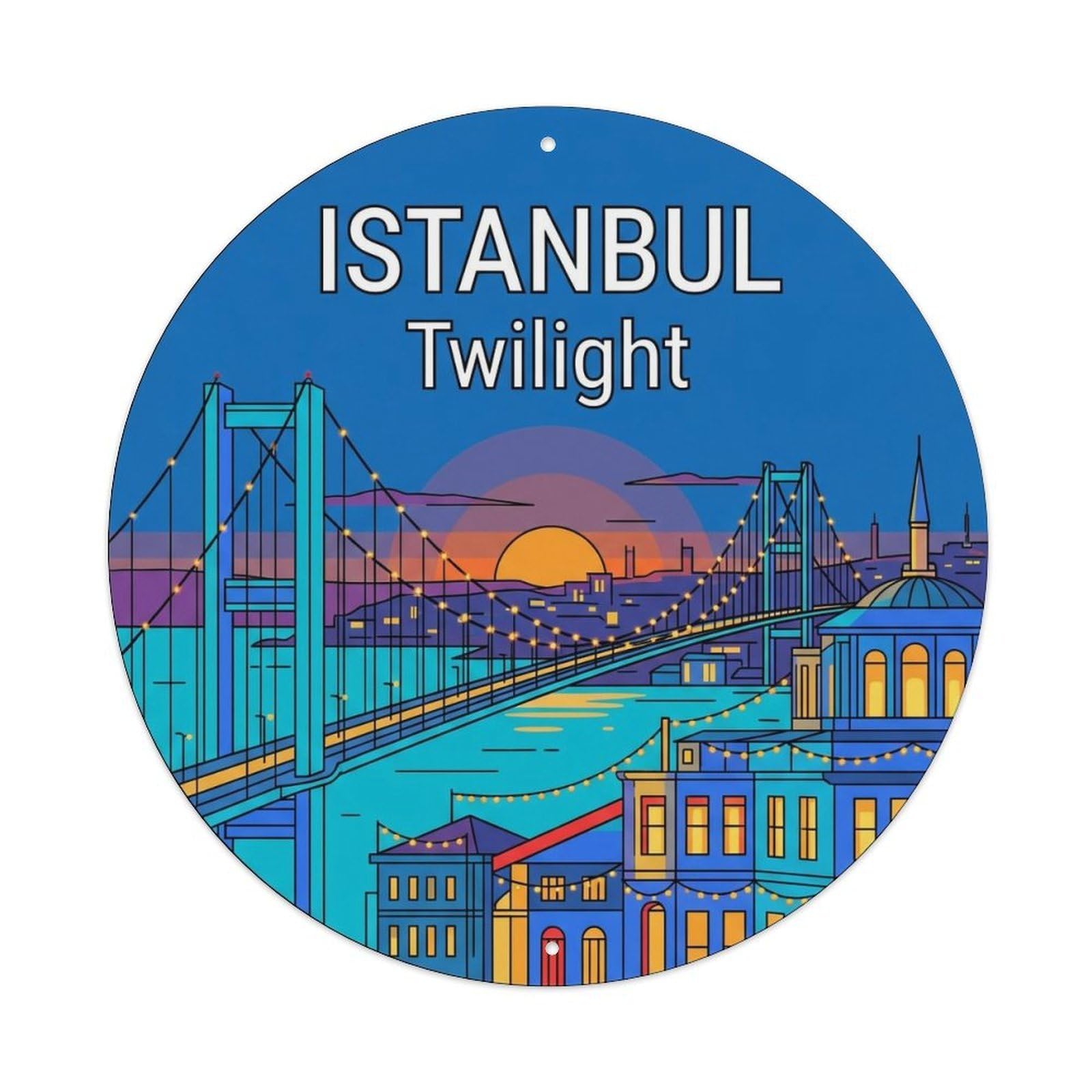 Vintage Travel Istanbul Turkey Twilight Vintage Metal Tin Sign Plaque Wall Decor for Cafe, Club Bar, Office, Garden Metal Poster 8x8Inch