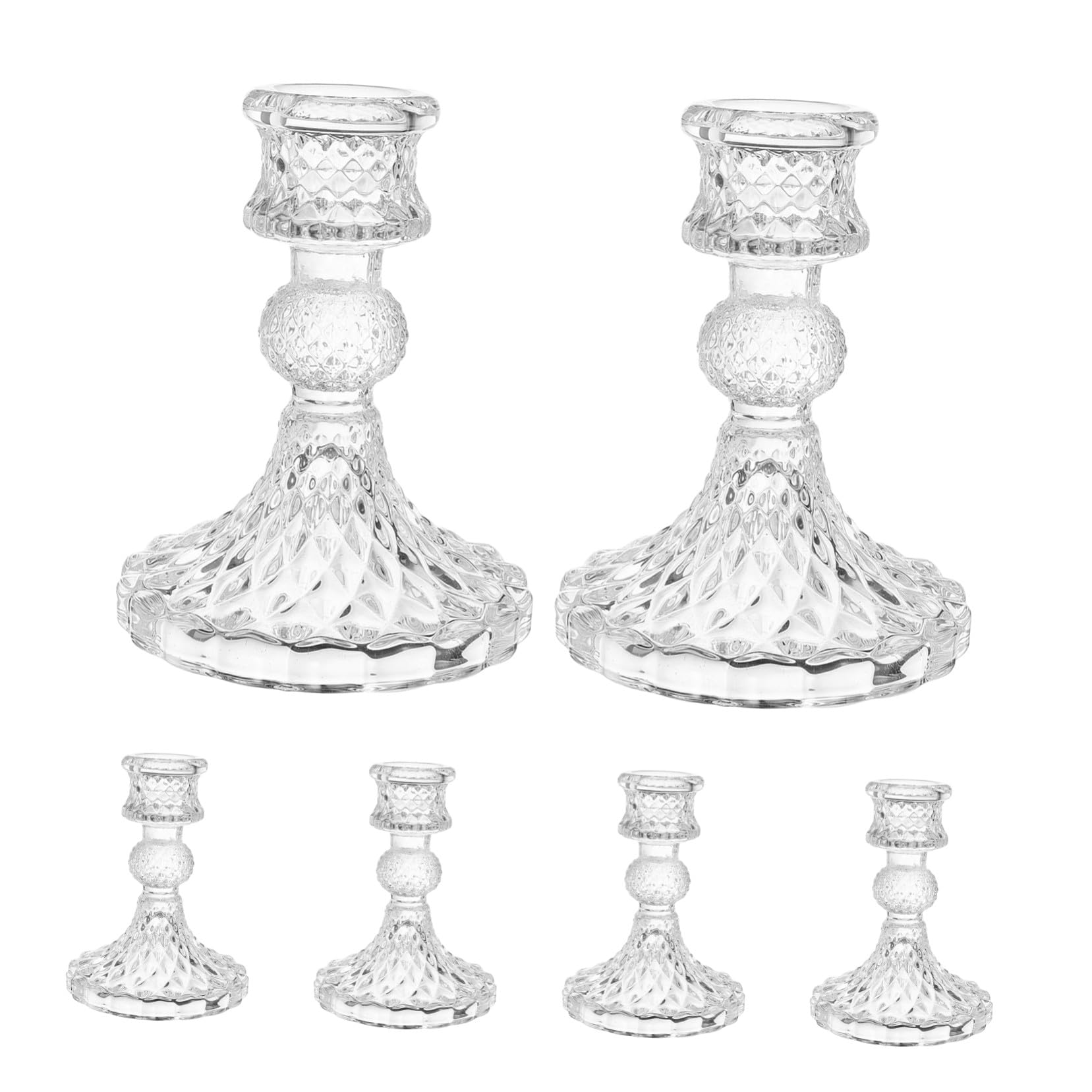 Bougeoirs en verre stables avec socle lourd lot de 6 porte-bougies transparents anti-basculement