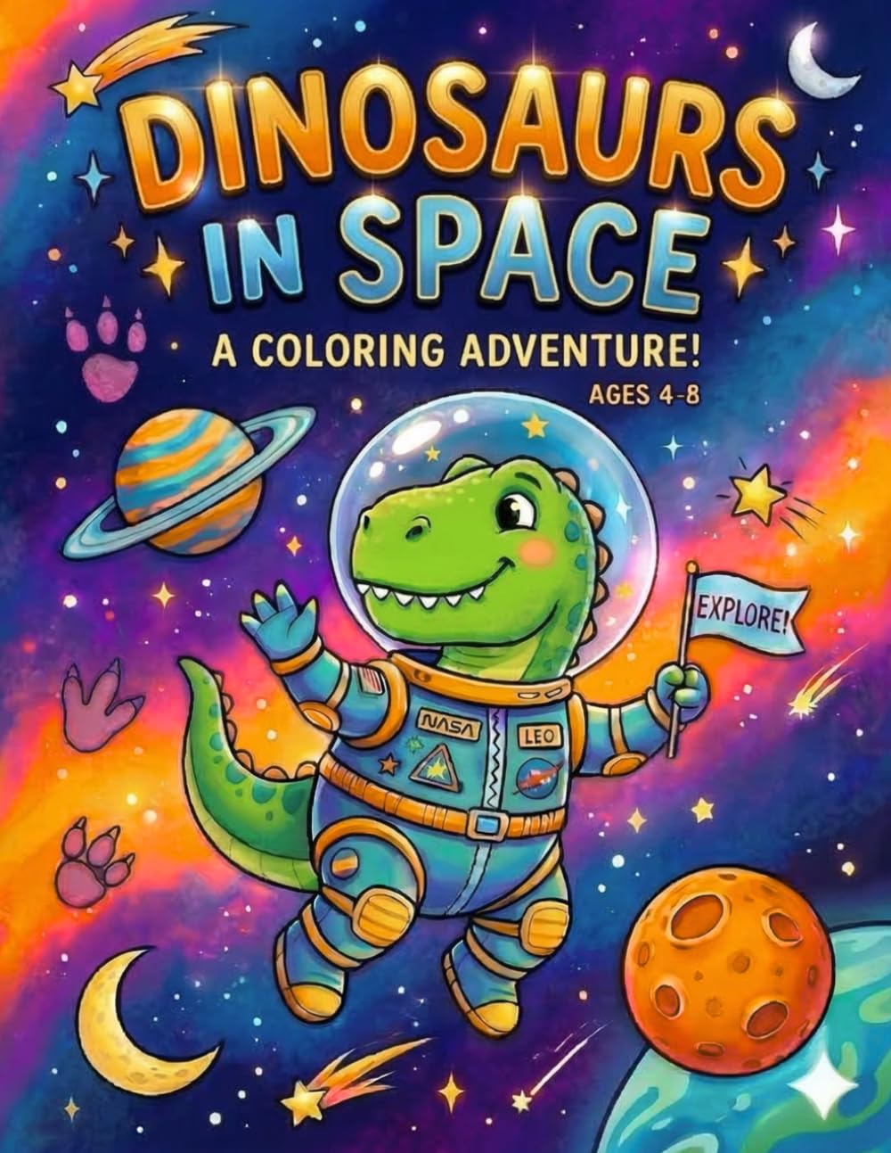 Dinosaur In Space: A Coloring Adventure