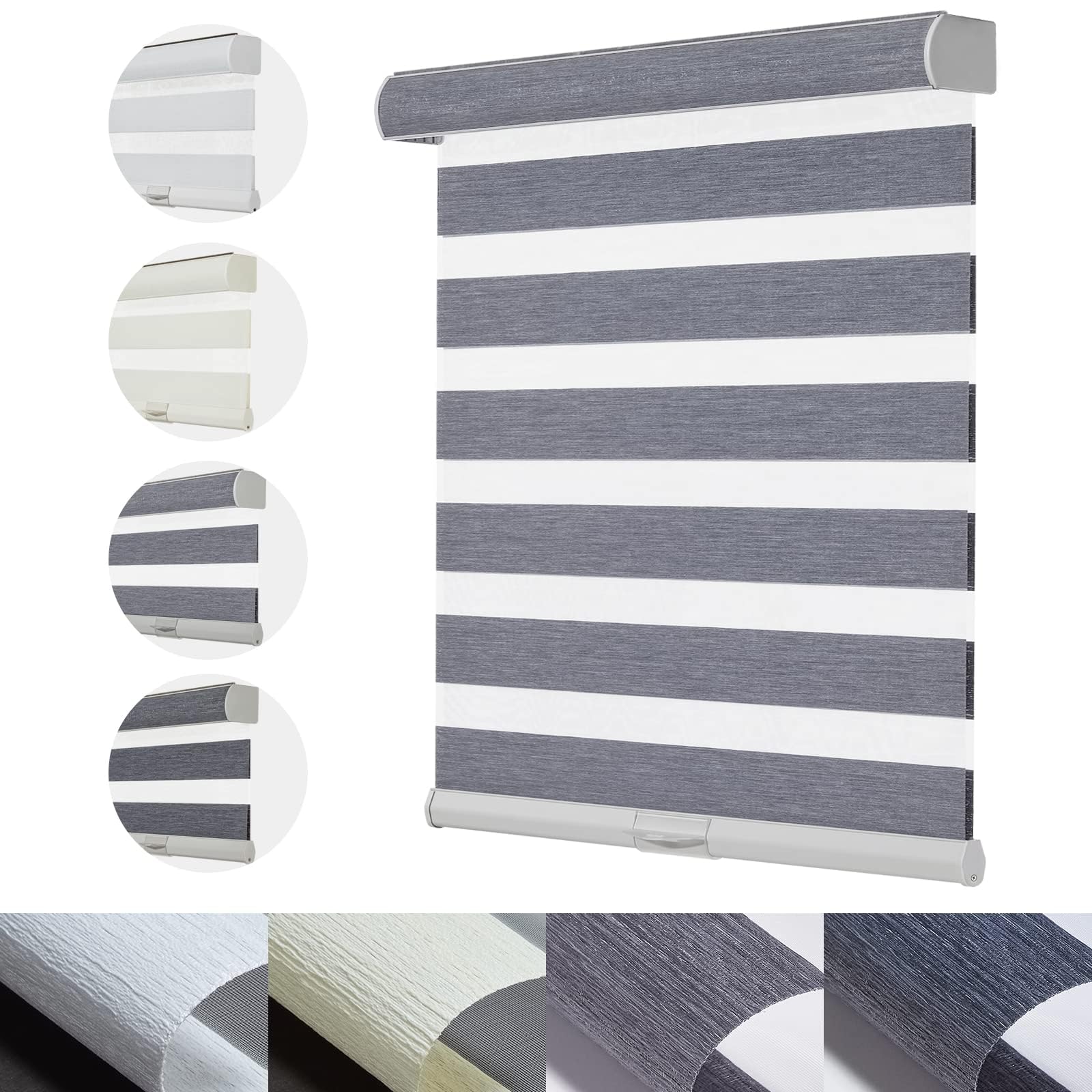 Persilux Cordless Zebra Blinds for Windows with Jacquard Pattern Roller Shades Privacy Protection Light Filtering Sheer Window Shades for Home, Office