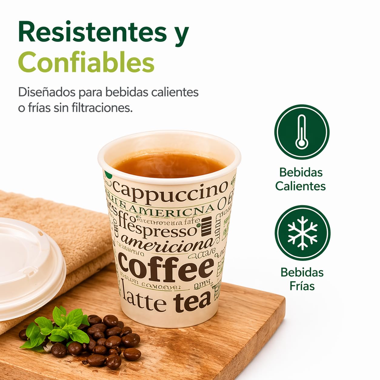 Pack 500 Vasos Café Desechables y Paletinas Café Reutilizables 240 ml | APTO para bebidas calientes y frías | Ideales para oficina y eventos | Uso Profesional y Doméstico |
