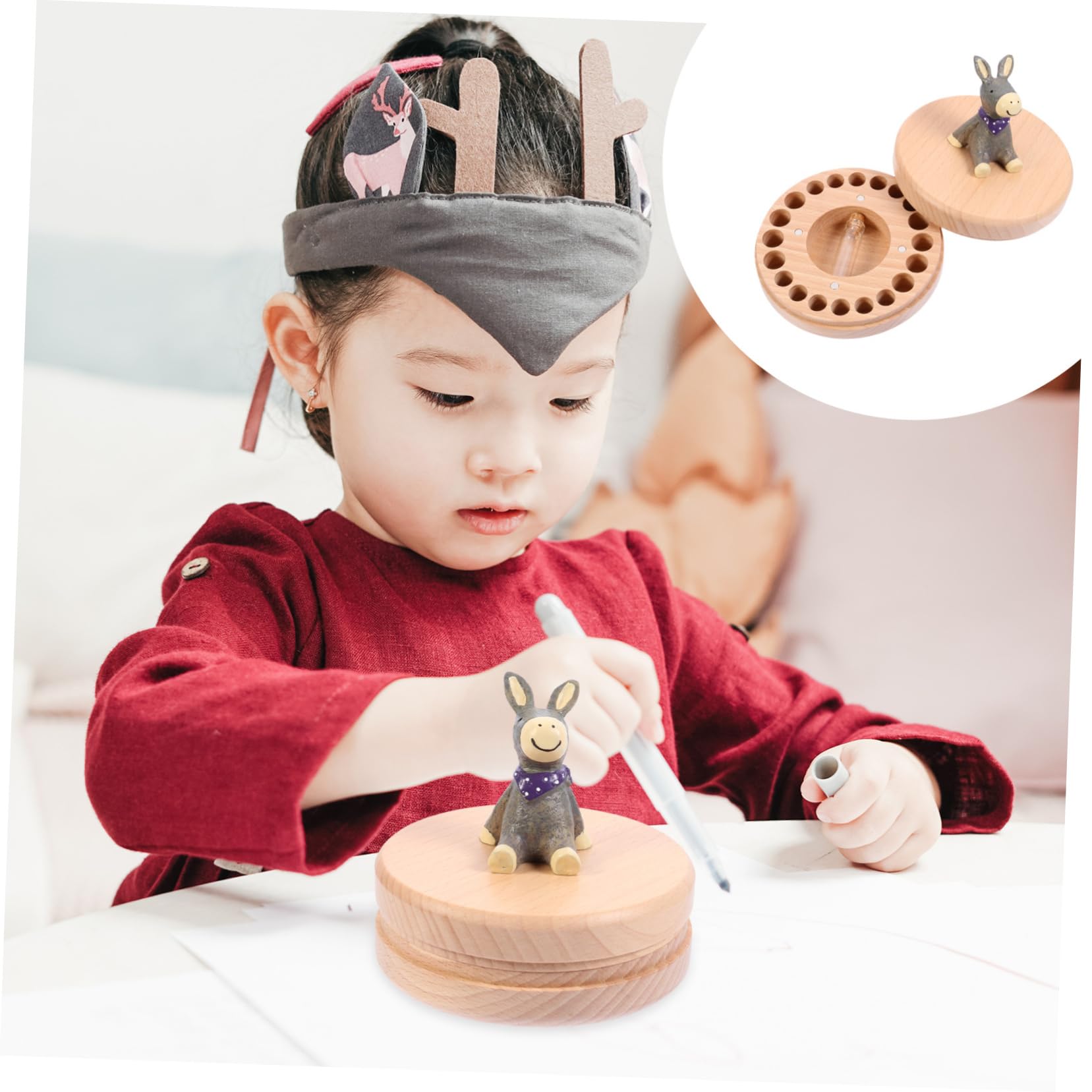 BESTonZON 1juego Caja De Recuerdos Para Dientes De Leche Organizador De Almacenamiento Para Bebés Hecho Mano De Haya Souvenir Infantil Para Cumpleaños y Festividades