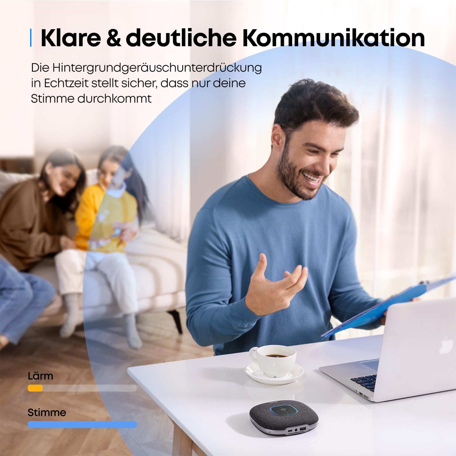 Anker PowerConf S3 Bluetooth Konferenzlautsprecher, 6 integrierte Mikrofone, verbesserter Tonaufnahme, 24 Std Gesprächszeit, App Steuerung, Bluetooth 5, USB-C, ideal für Büro und Homeoffice