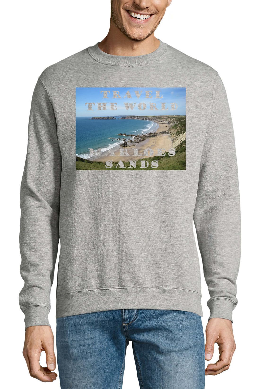 Pull en coton gris Marloes Sands Pembrokeshire pour voyage confortable au quotidien