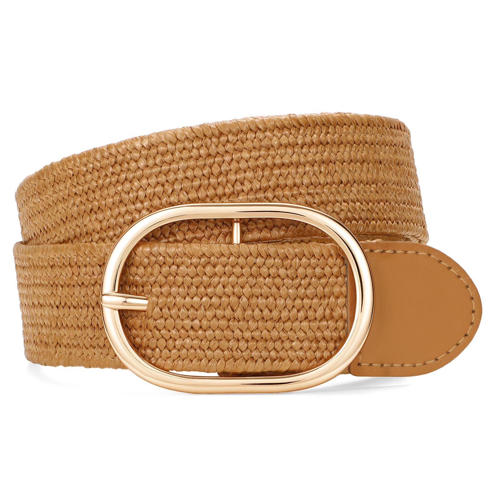Straw Woven Rattan Wide Stretch Straw Belt Boho Braided Belts for Women